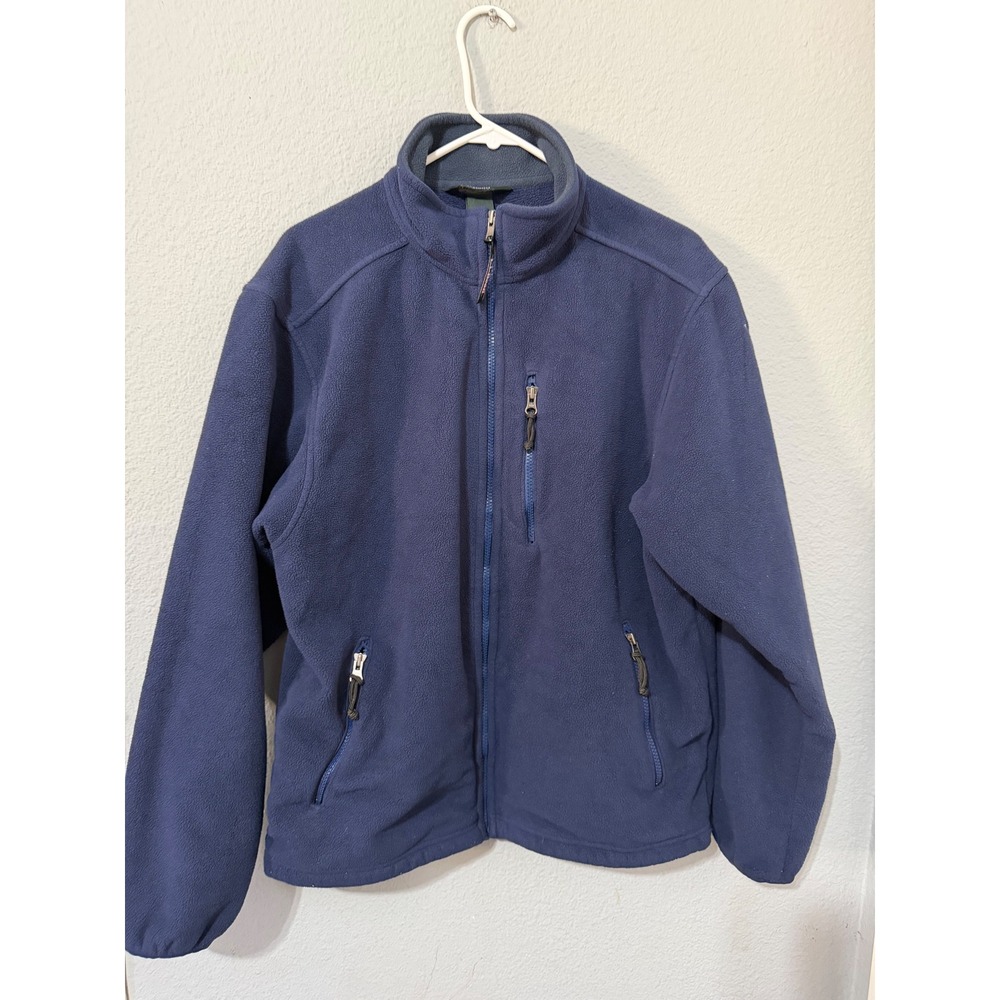 LL Bean VCP Logo Mens Medium Navy Blue Full Zip Fleece Jacket 0WN26